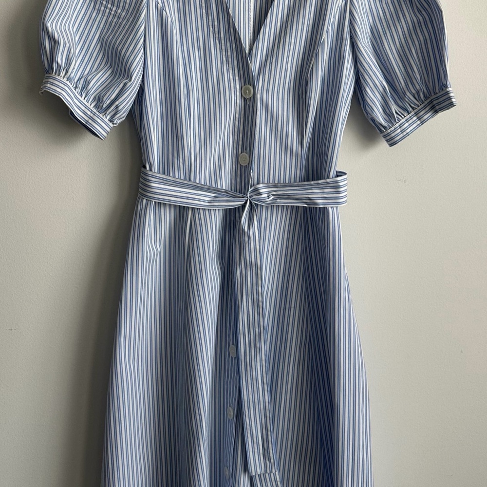 Tommy Hilfiger Blue and White Striped Long Sleeve Dress Size 6